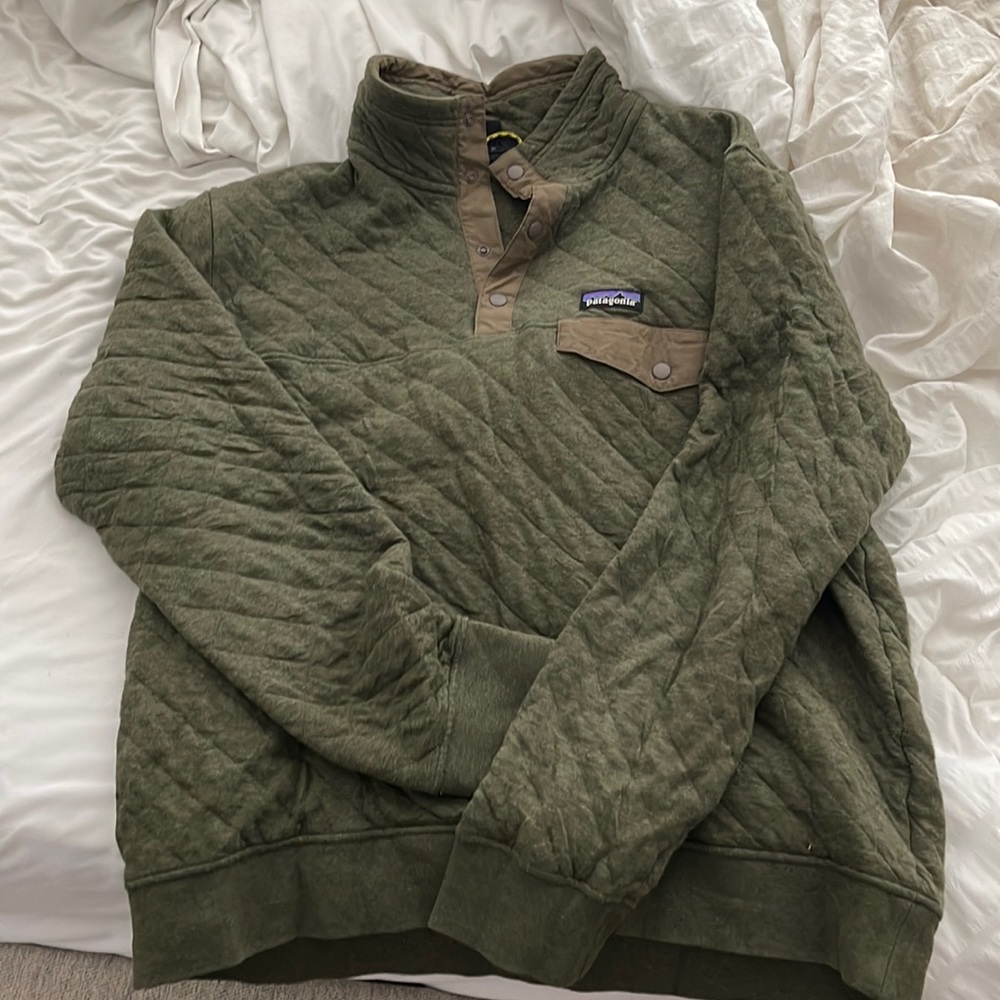 Patagonia Cotton Quilt Snap-T Pullover - Men's, Size L, Dark Green